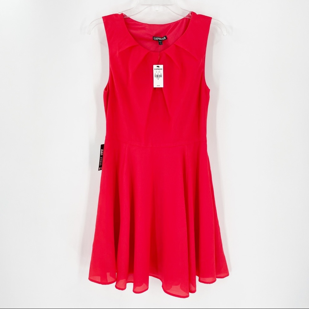 Nwt Express Red Keyhole Sleeveless Fit & Flare Mini Dress
